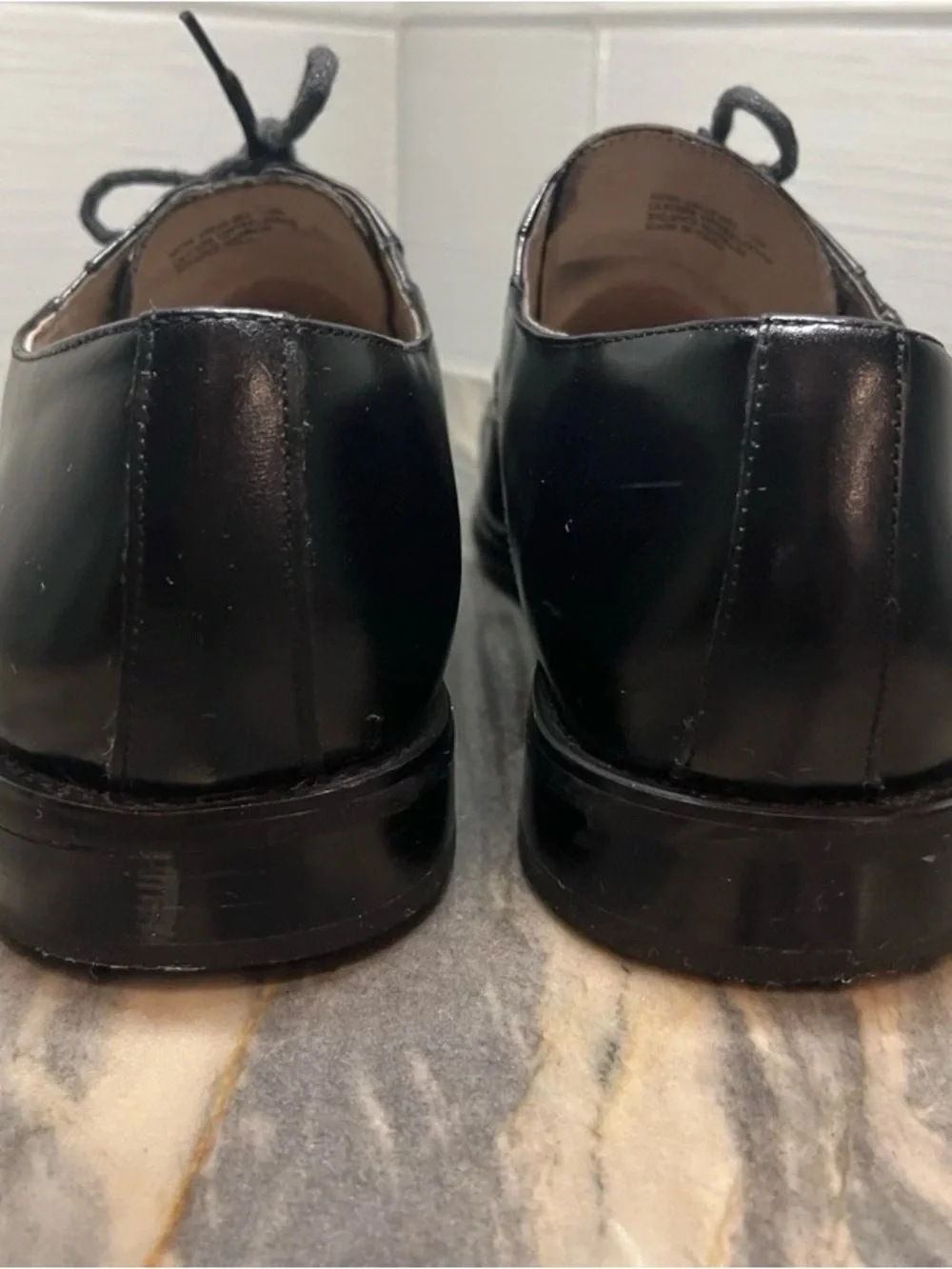 Stacy Adams Mens Black Leather Dress Shoes Lace Up Oxfords Square Toe Size 10 M